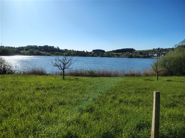 Schalkenmehrener Maar und Wanderweg in der Nähe des Ferienhauses